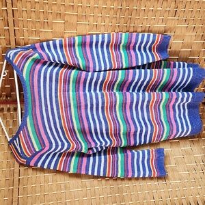 TALBOLTS,  Multi-Colored Petunia Stripe Linen Crewneck, Fall, Officewear Sweater